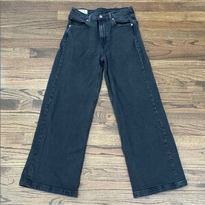 GAP High-Rise Stride Wide-Leg Black Denim Jeans